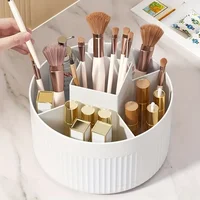 360 Rotating Makeup Desktop Cosmetic Storage Box Organizer Large Capacity For Bathroom Portable Lipstick Makeup Brush Pen Holder 2