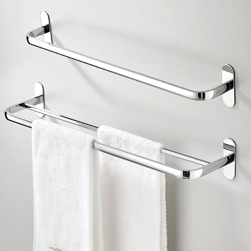 

Non Perforated Towel Rack Stainless Steel Bathroom Pendant Bath Towel Hook Toilet Single Rod Double Rod Toilet Towel Rack