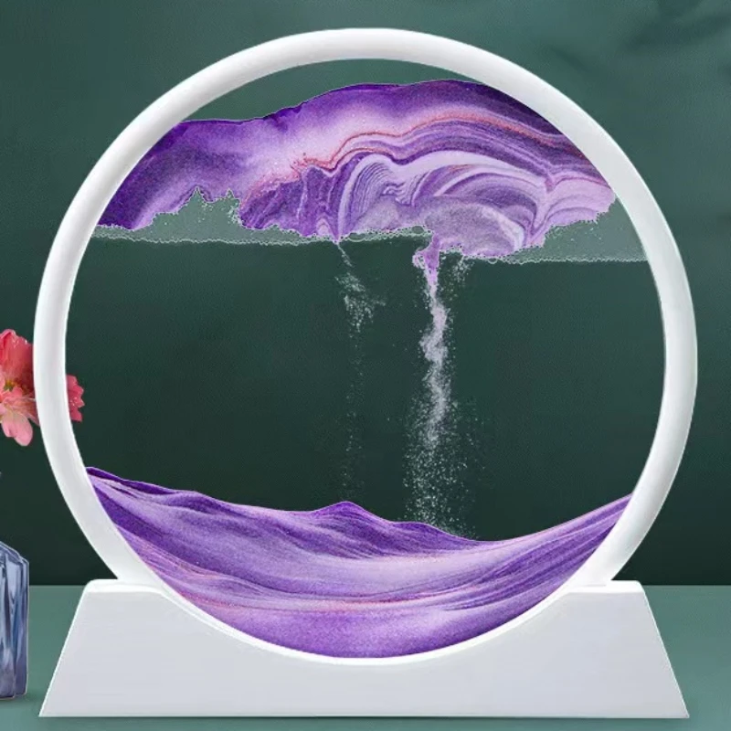 7/12inch Activity Sand Painting Round Glass 3D Hourglass Abysmal Sea Quicksand In Motion Display Frame for Home Decoration Gift sand timer,liquid hourglass timer,colored hourglass