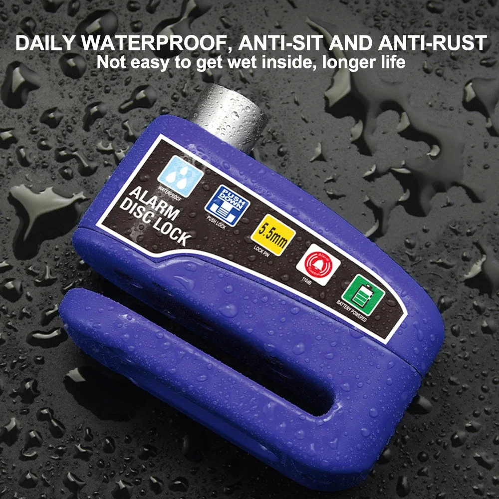 Motorcycle Bicycle Lock 110dB Alarm Protection Padlock Waterproof Brakelock with Keys Safety Anti-Theft Wheel Disc Brake Lock
