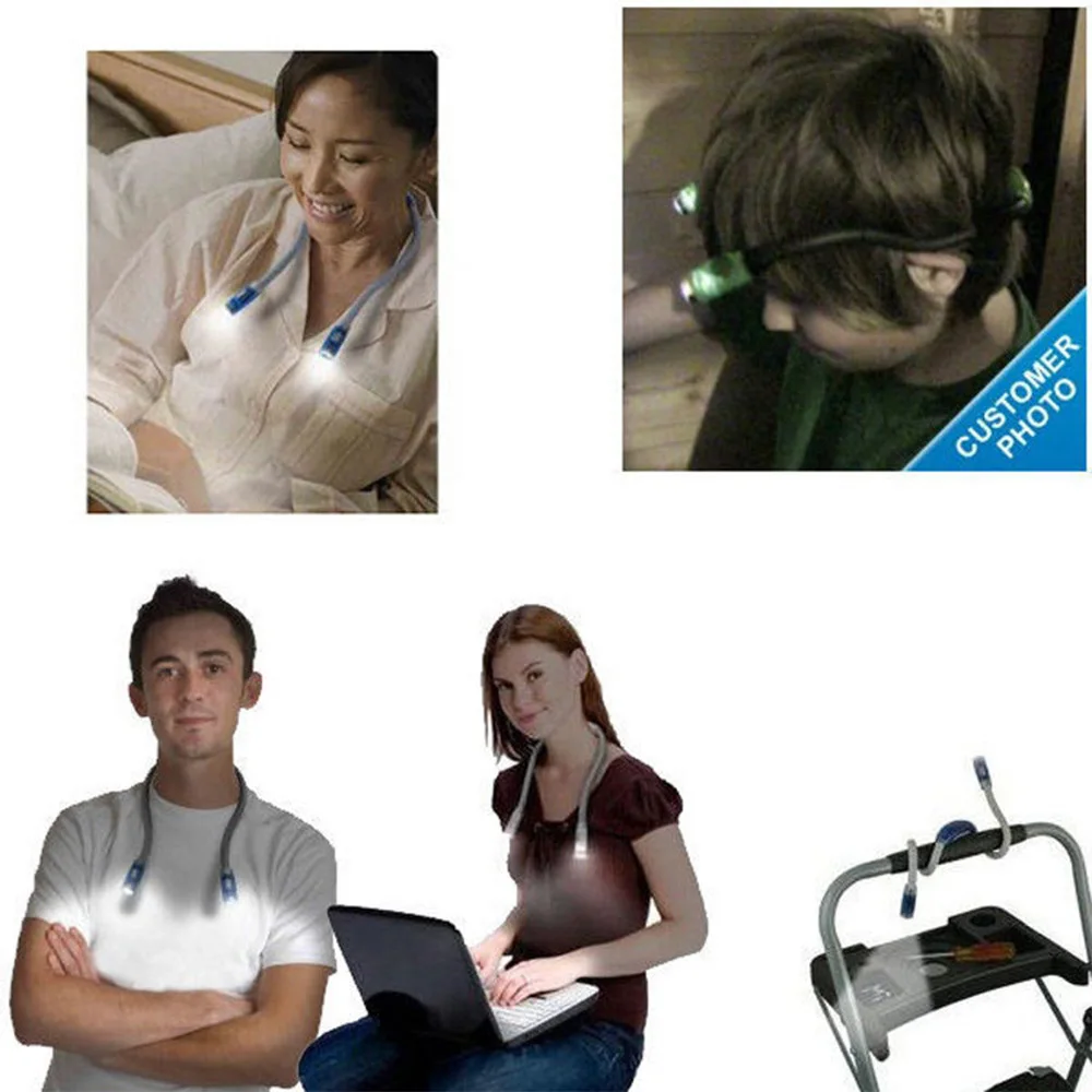 LED Neck Lamp Portable Read Book Light Flexible Handsfree Reading Lantern 3 Light Modes Night Working Lights Reading Flashlight