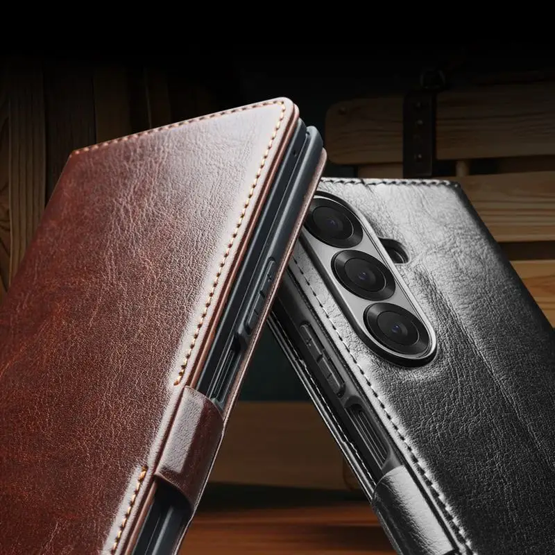 QIALINO Premium Genuine Leather Wallet Cover - Natural Cowhide Finish