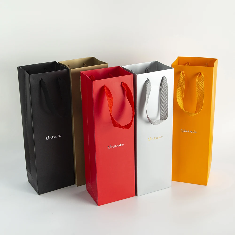 24/50/100Pcs 11*9*35cm Universal Red Wine Paper Hand Bag Festival Favor Bottle Box Party Gift Pouch Christmas Gift Home Storage