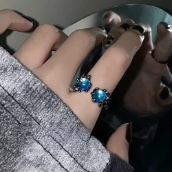 Moonstone Couples Rings Irregular Adjustable Finger Ring Shiny Vintage Y2k Punk Jewelry Lover Gift Accessories Cool Style