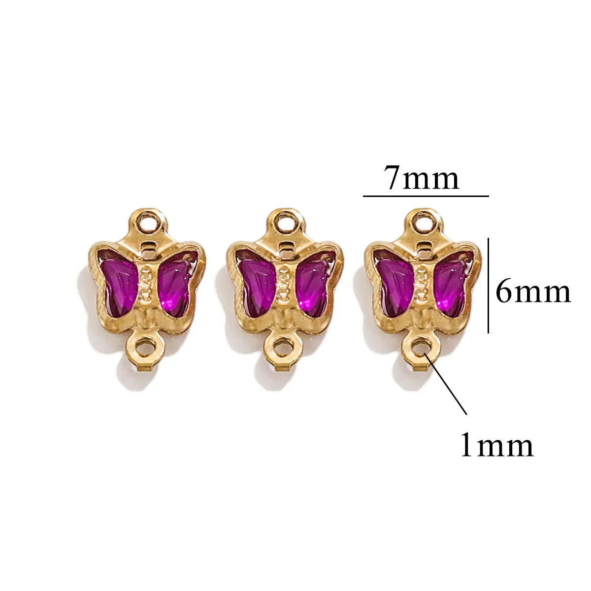 Stainless Steel Crystal Butterfly High-grade Color Titanium Steel Pendant Necklace DIY Jewelry Accessories Wholesale 3