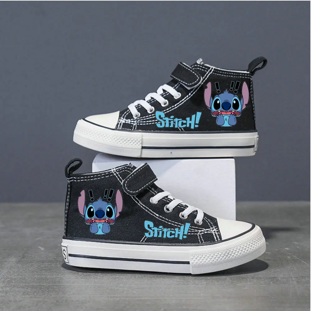 Lilo And Stitch Children's Canvas Shoes Girls Boys High Top Shoes Disney Kids Sneakers 25-37 Size