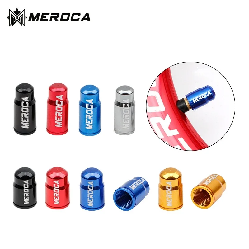 

2 Pcs MEROCA Lightweight Aluminum Alloy Mountain Bike Tire Valve Cap Iamok Road Bicycle Schrader/Presta Valves Dust Cover