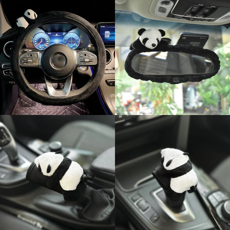 Rearview Mirror Rearview Mirror Cover Cartoon panda Rearview Mirror Cover Cute Car Interior Decoration Car Reversing Mirror Cover Decoration accessories