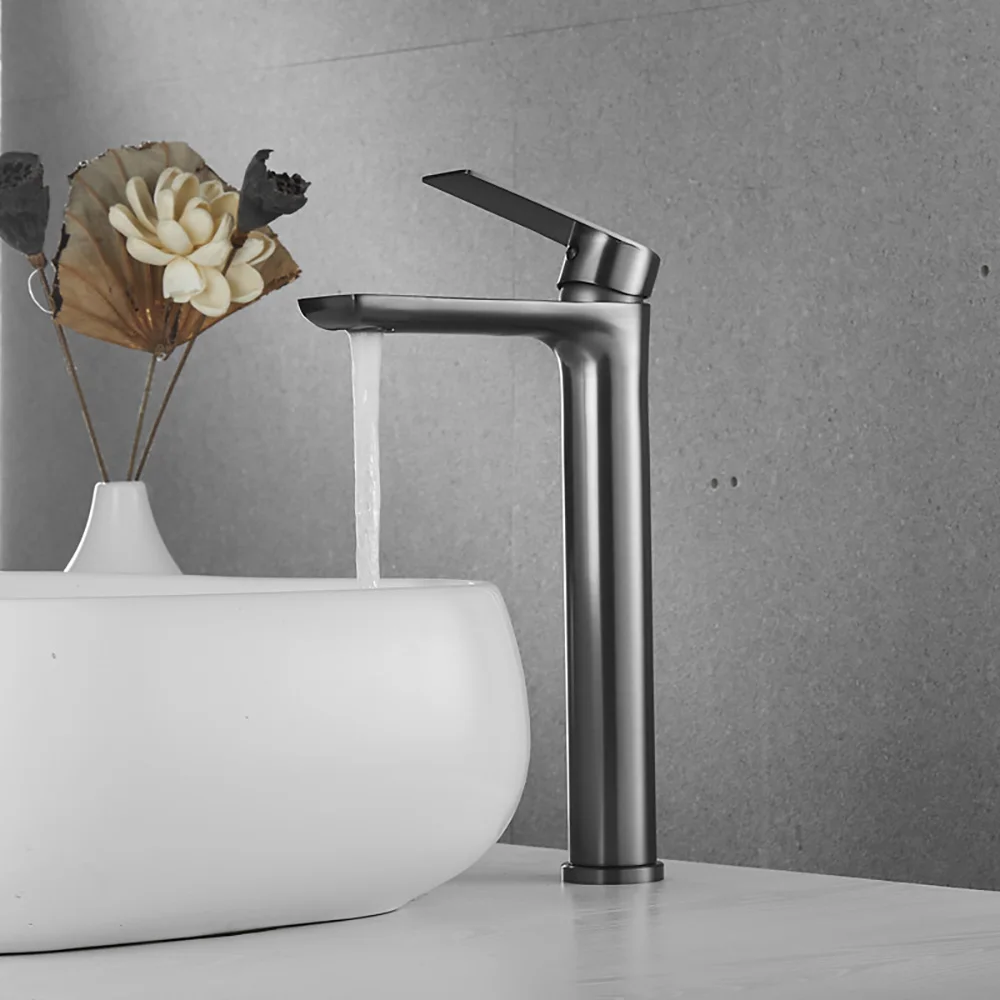 Basin Faucet Bathroom Faucet Stainless Steel Faucet Tianview Countertop Basin Gun Gray Bathroom Head Washbasin Hot and Cold