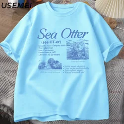 Vintage 90s Sea Otter Graphic Unisex T - Shirt - Retro Ocean Life Cotton Tee - XXXL (SKY BLUE)