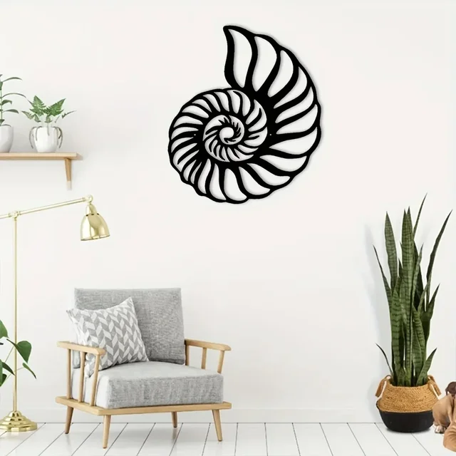 1pc Nautilus Shell Coastal Beach Metal Wall Art, Metal Wall Art Interior Decoration, Home Wall Hangings - Image 3