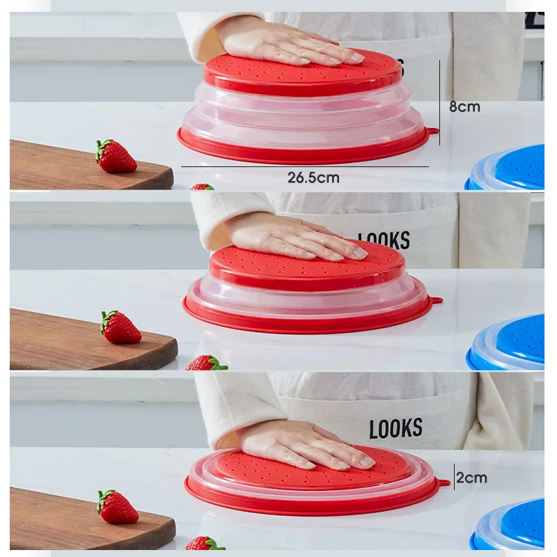 Microwave Splatter Cover Heating Folding Silicone Fresh-keeping Oil-proof Splash-proof with Hook Cooking Lid Silicone Covers Microwave Splatter Cover