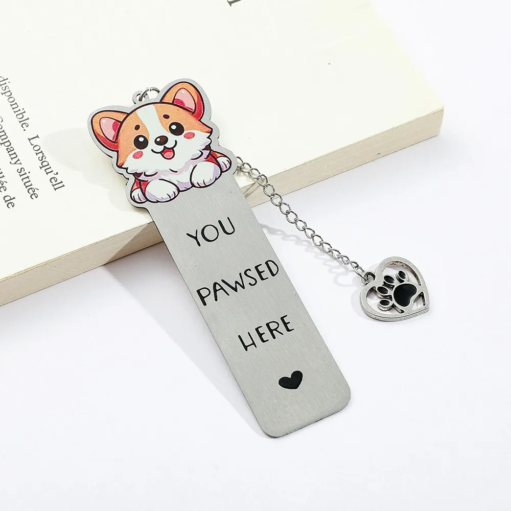 Funny Pet Dog Bookmark Dog Paw Prints Pendant Tassel Book Marker Kid Students Reading Book Accessories Paper Page Holder
