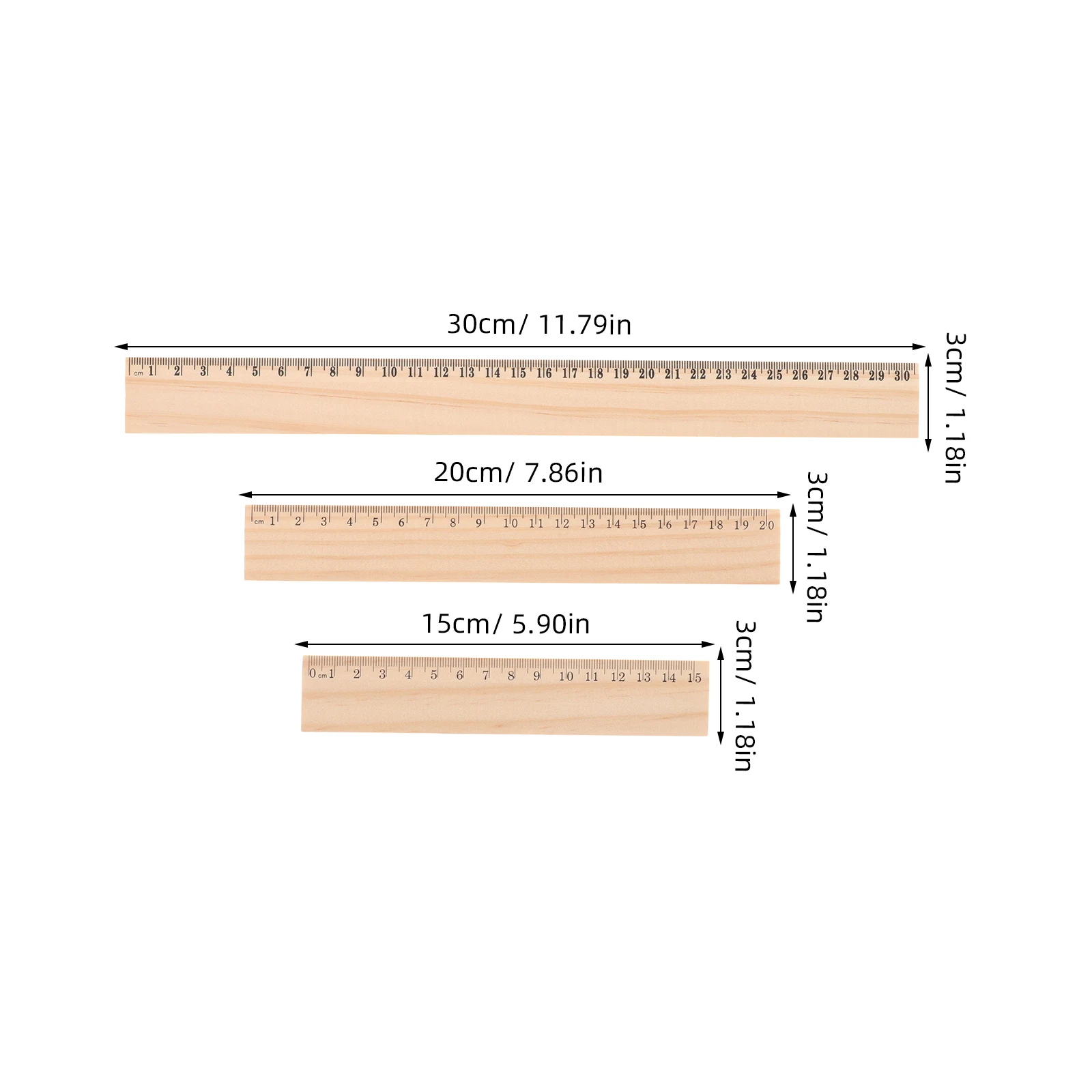 Wooden Ruler Set Straight Edges Rulers Measuring Tools Drafting Supplies Learning Aids Office Accessories 9 Pcs ruler set