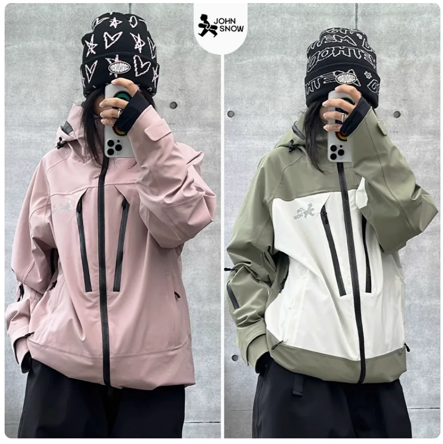 John Snow Warm Waterproof Ski Jacket For Men And Women Professional Fashion Skiing Snowboarding Coat Snow Hooded Outdoor Jacket