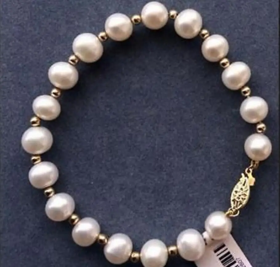 

new hot NATURAL 8-9MM ROUND SOUTH SEA GENUINE WHITE PEARL BRACELET