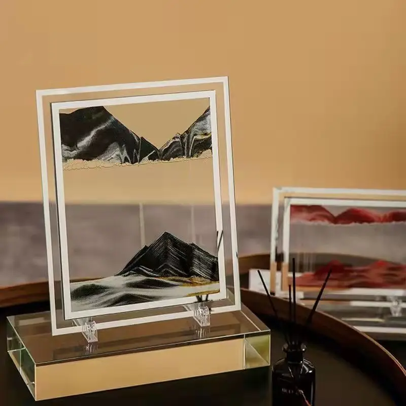 7 Zoll 3d bewegliche Sand kunst Bild Glas Tiefsee Sand landschaft Sanduhr Treibsand Handwerk fließenden Sand Malerei Büro Wohnkultur Geschenk