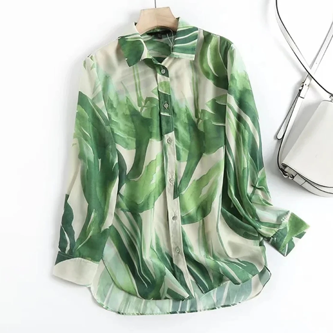 

Jenny&Dave Fashion Floral Print Tropical Casual Shirts England Style Chiffon Blouse Women