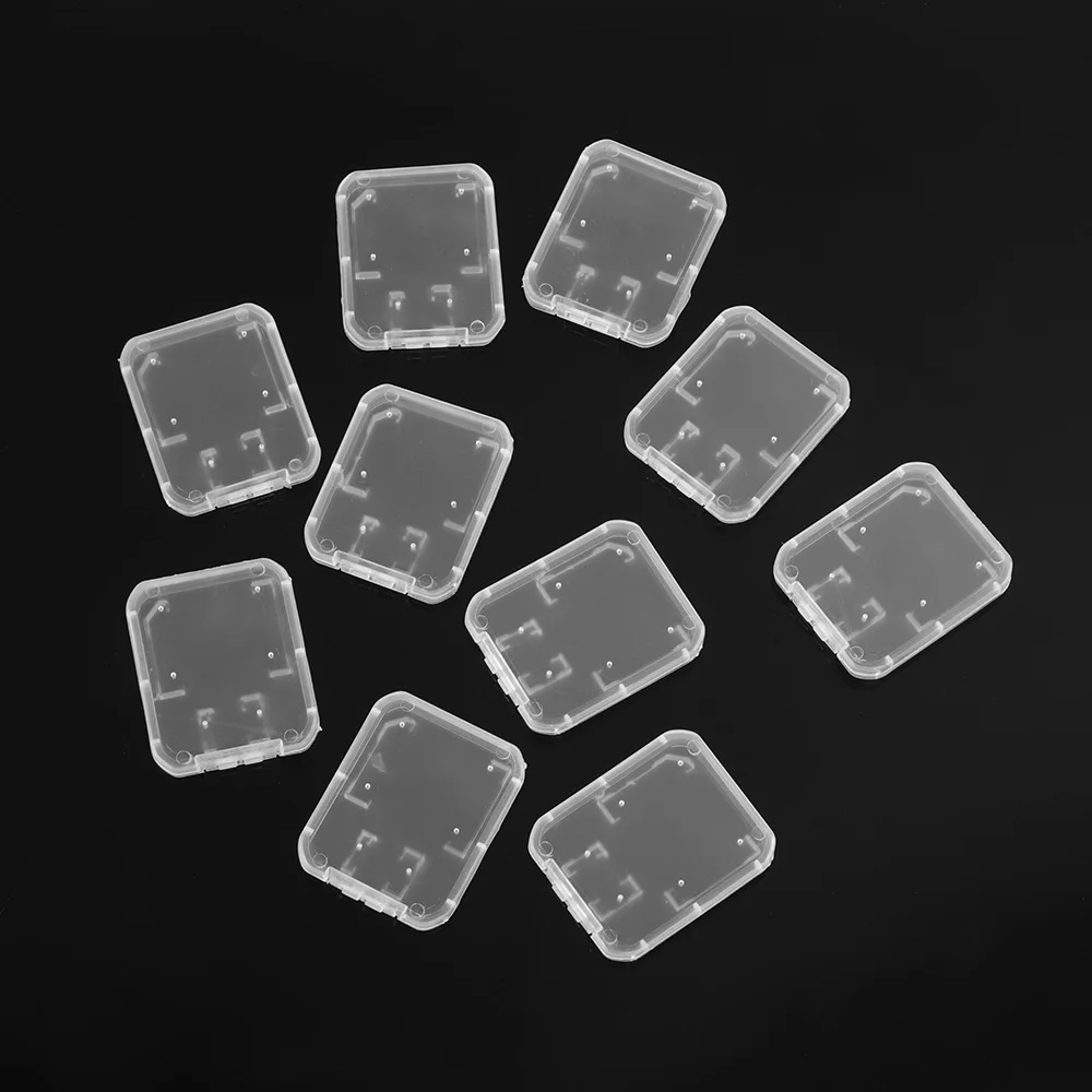 

10PCS Plastic Storage Box for SD Card Transparent Case Holder Box Storage for Standard SD SDHC TF Memory Card Case Accessories