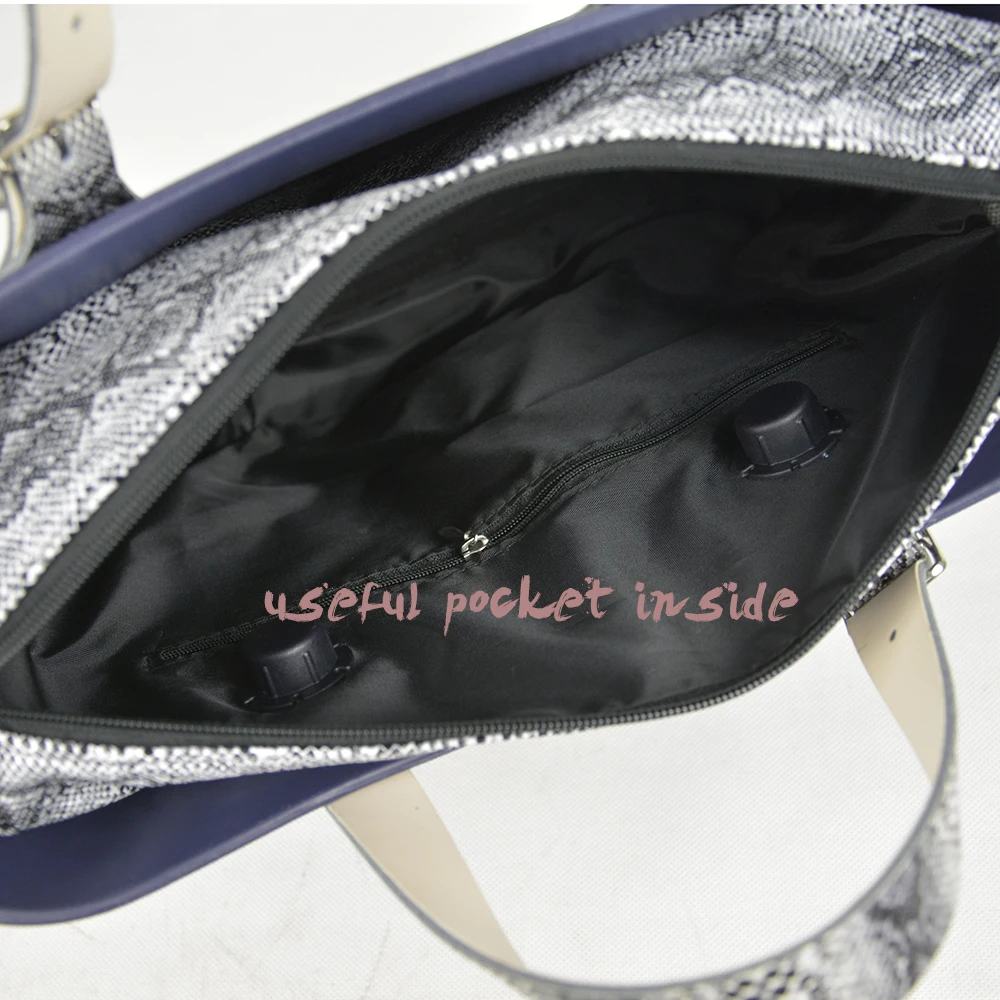 TANQU Snake Skin Grain PU Leather Inner Zipper Pocket Lining Waterproof Insert for Big Classic Mini Obag EVA O BAG Women Handbag 2