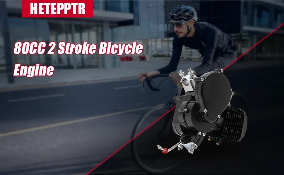 80cc 2-Takt motorisierter Fahrradmotor Leistungsstarker Fahrradmotor mit CDI-System und Einzylinder-Fahrradmotor mit Auspuffrohr – Detail 1