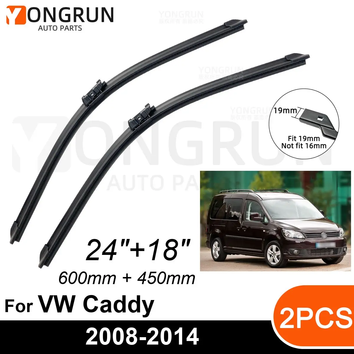 

Стеклоочистители для лобового стекла автомобиля VW Caddy 2008-2014, резиновая щетка стеклоочистителя 24 + 18 дюймов, аксессуары для лобового стекла автомобиля