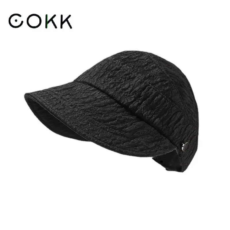 

COKK Summer Hats For Women Sunshade Empty Top Sun Hat Female Foldable Adjustable Sunhat Suncreen Black New