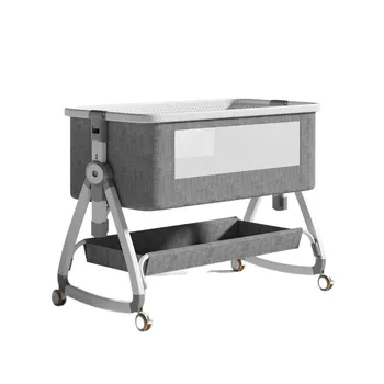 Baby Crib Multi Functional with Foldable Height Adjustment Splicing, Portable and Movable Bedside Swing, Cradle, Sleeping Bed 1