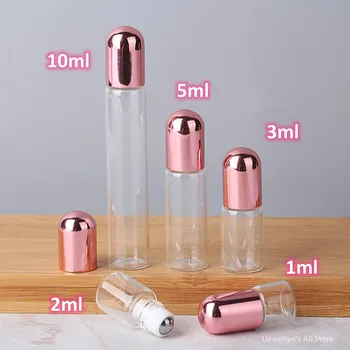 Essential Oil Roller Bottles10ml/5ml/3ml/2ml/1ml with Metal Roller Ball for Fragrance Travel Refillable Glass Empty Perfume Bottle 1