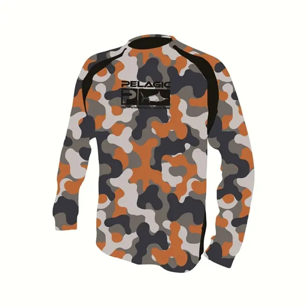 

Pelagic Men's Long Sleeves Crew Hunting Uv UPF50+ Shirt Fishing Clothing Summer Tactical Camo Fishing Shirt Camisa Pesca Apparel