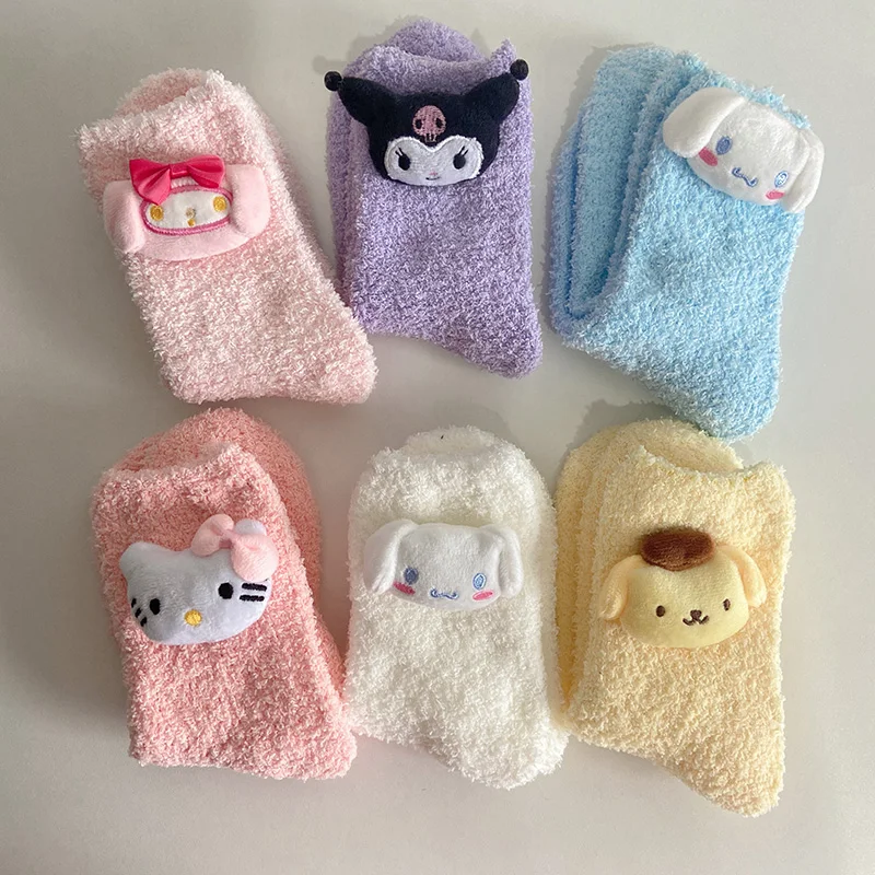 Kawaii Sanrio Plush Socks Cute Hello Kitty Kuromi My Melody