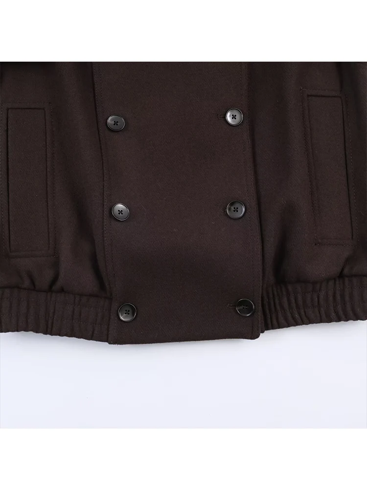 New Winter Faux Fur Collar Jacket For Women Casual Spliced Double Breasted Loose Coat 2025 Female High Street Streetwears