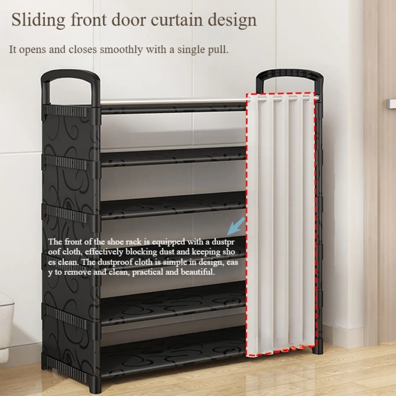 6-Tier Metal Shoe Rack Shelf Shoemaker Organizer Multi-Layer Entryway Shoe Organizer with Top Storage Shelf Space-Saving