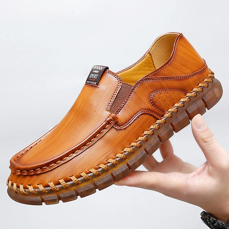 

Man Genuine Leather Men Sneakers Qulaity Casual shoes Slip-on Softy Luxury brand shoes for Men Loafers Moccasins Driving Shoes