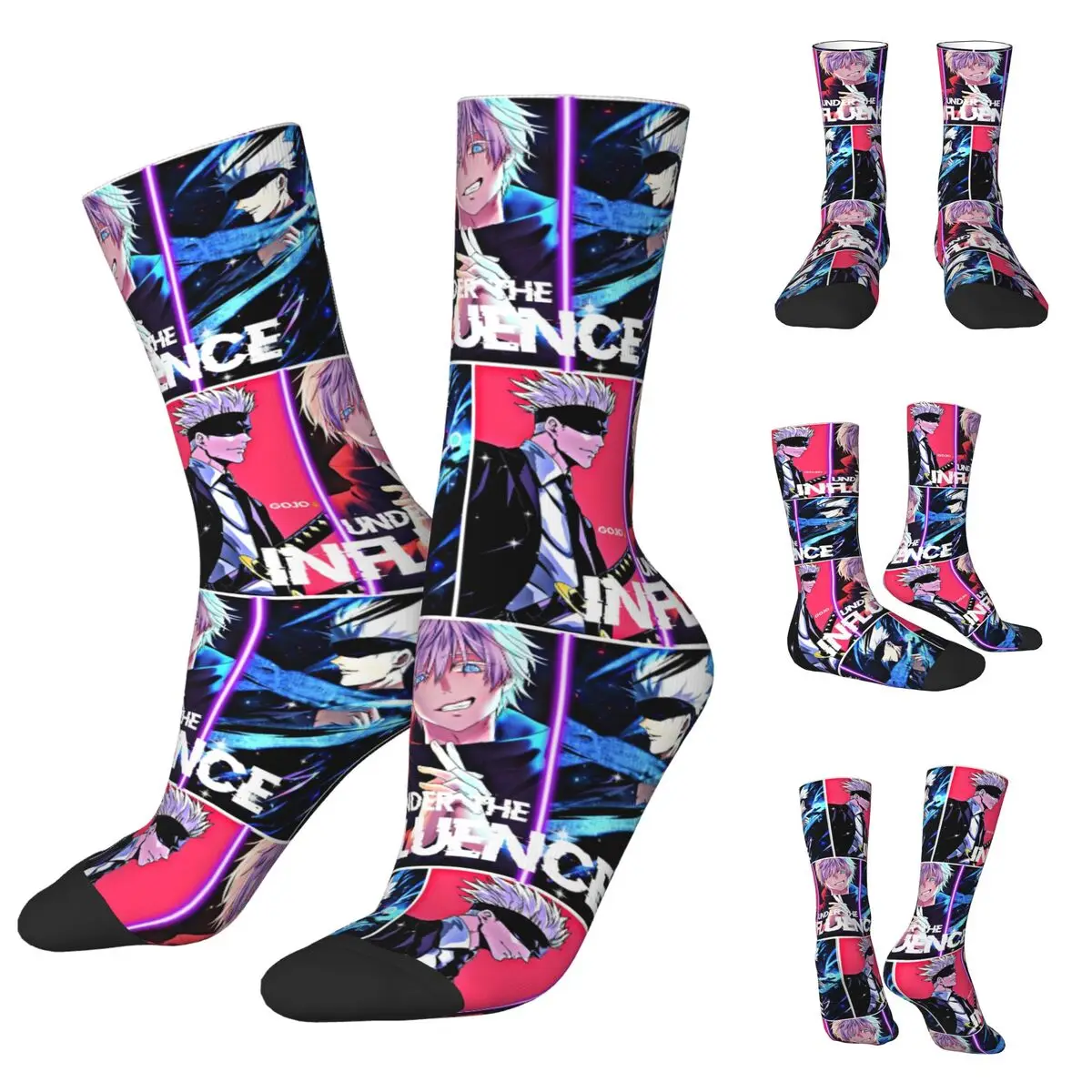 Japanese Manga Gojo Satoru cosy Unisex Socks,Hiking Happy 3D printing Socks,Street Style Crazy Sock