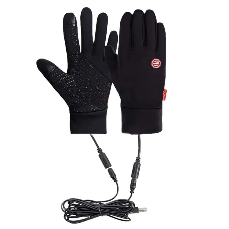 

USB Heating Gloves 1 Pair Rechargeable Fleece Thermal Gloves Cozy Gloves For Men And Women Cycling Accessories For Riding