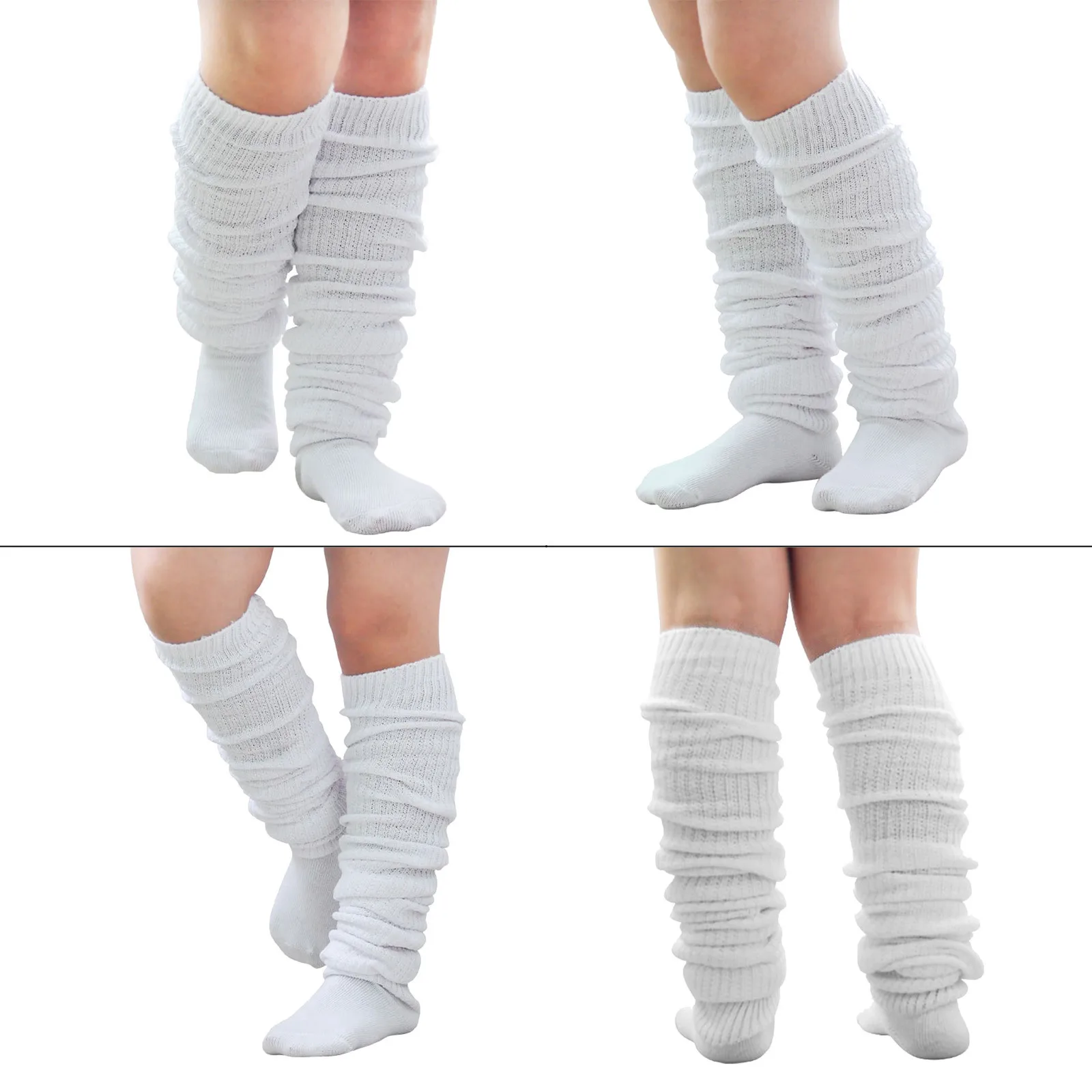 Y2k Knitted Stockings Women Autumn Winter White Leg Warmers Japanese Harajuku Boot Cuffs Crochet Heap Sweet Jk Lolita Long Socks