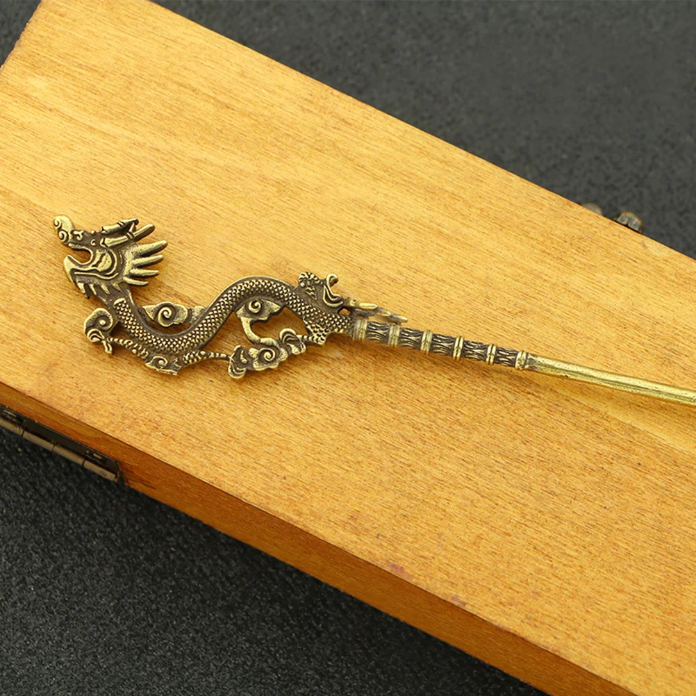 

Vintage Dragon Hairpin Copper Retro Hair Stick Traditional Hanfu Updo Hair Chopsticks Updo Hair Insert Chignon Pin 15.5cm