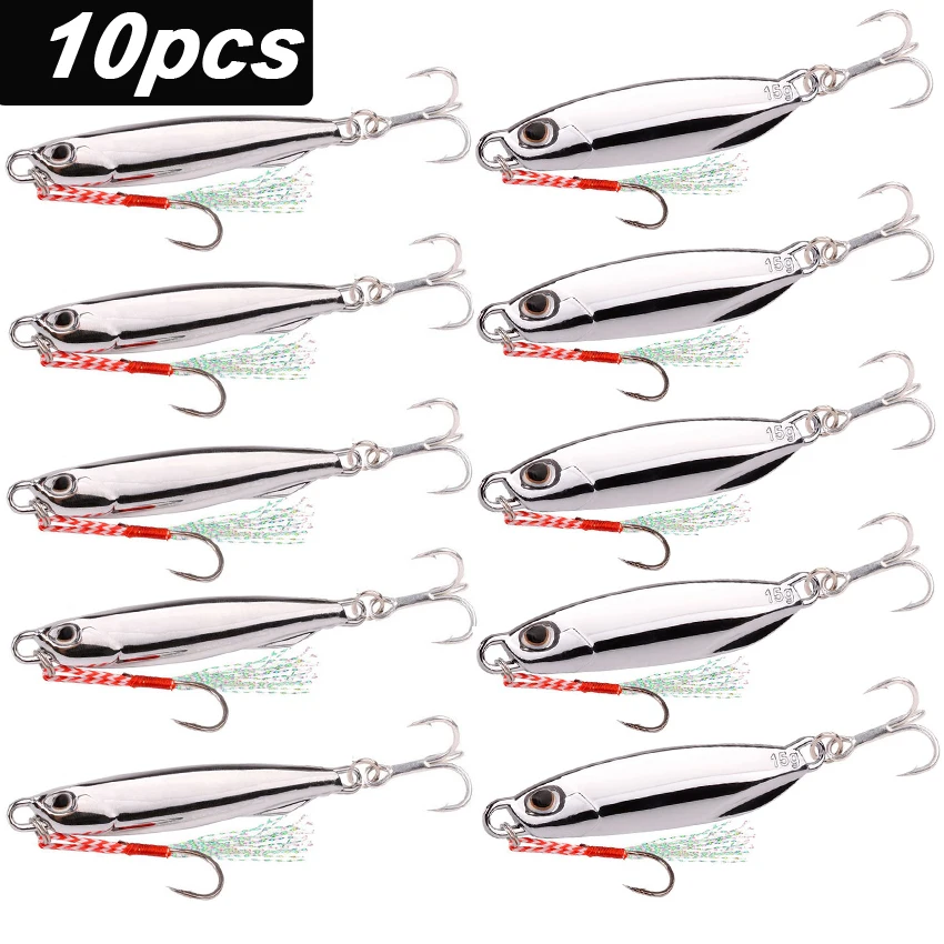 10er-Set Angelköder Jigs 20G 30G 40G Jigbait Angelköder Silberbeschichtung Uferköder Metallköder Künstliche Pesca-Köder