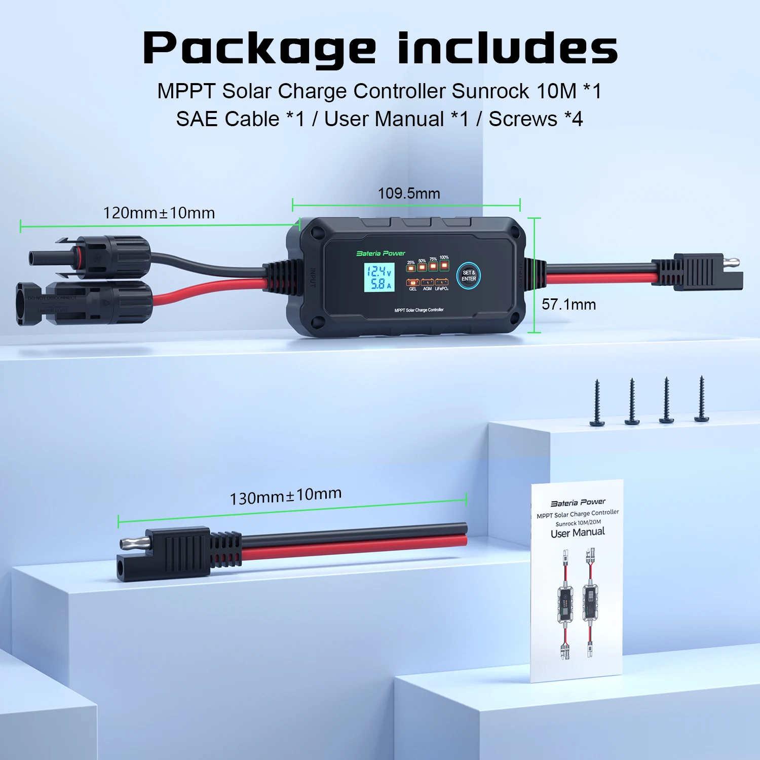 جهاز تحكم بالشحن 10 أمبير 12 فولت متوافق مع بطارية...