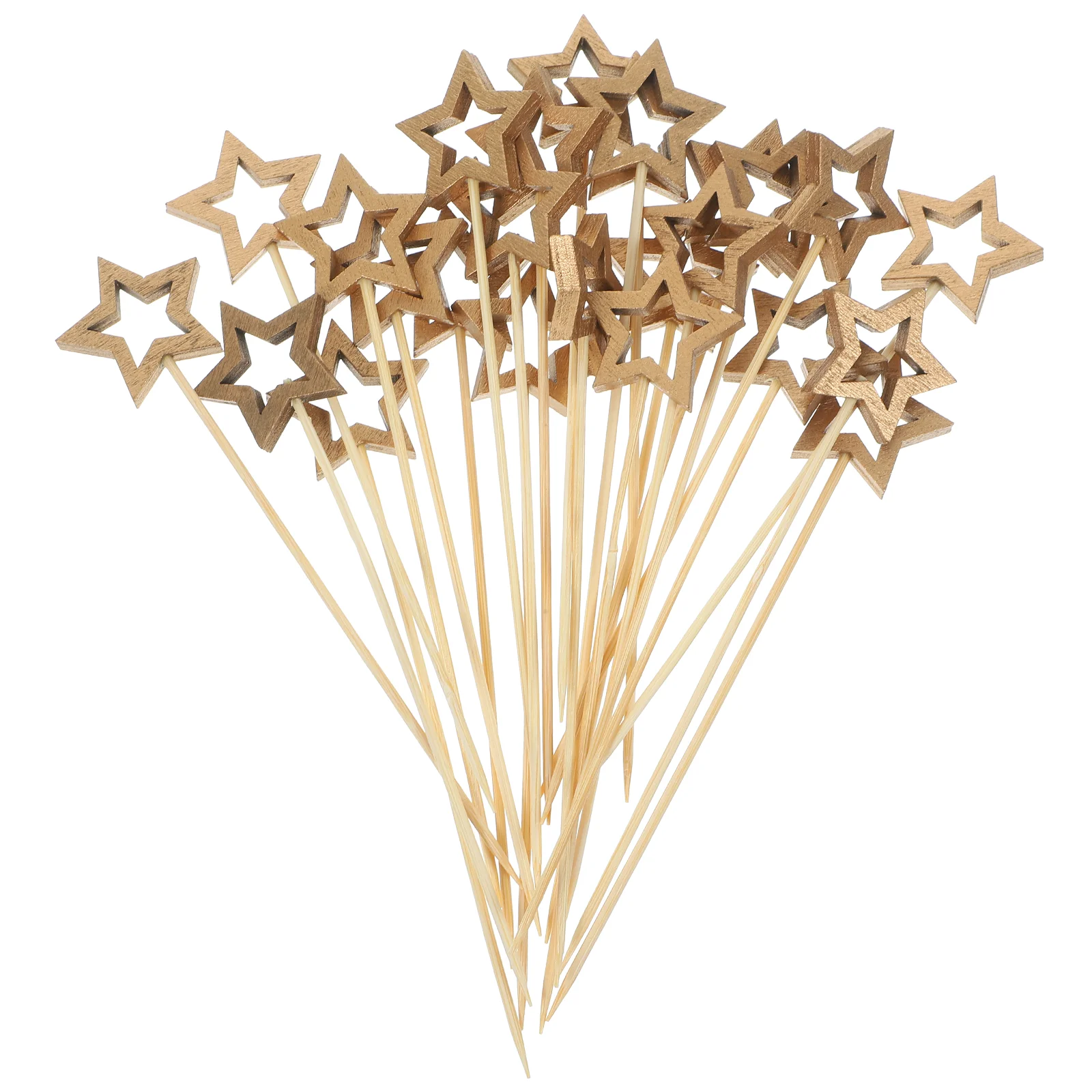 

Star Cocktail Picks Wooden Toothpicks Skewers Appetizers Fruits Drink Garnish Holiday Birthday Party Decorations