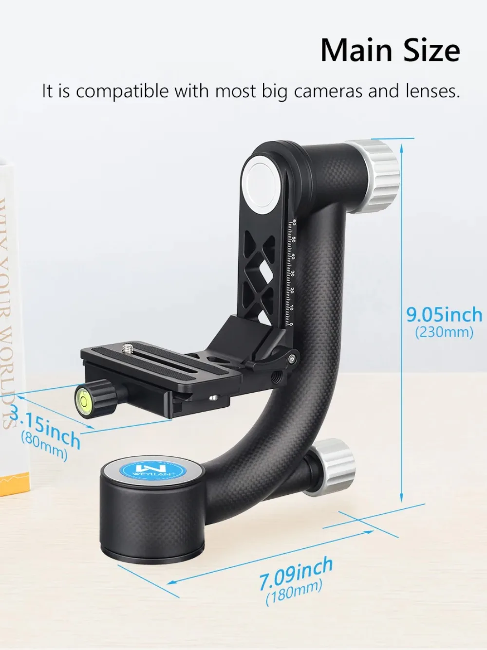 Professional Gimbal Tripod Head Telephoto Lens 720 Panoramic Gimbal Head for Bir