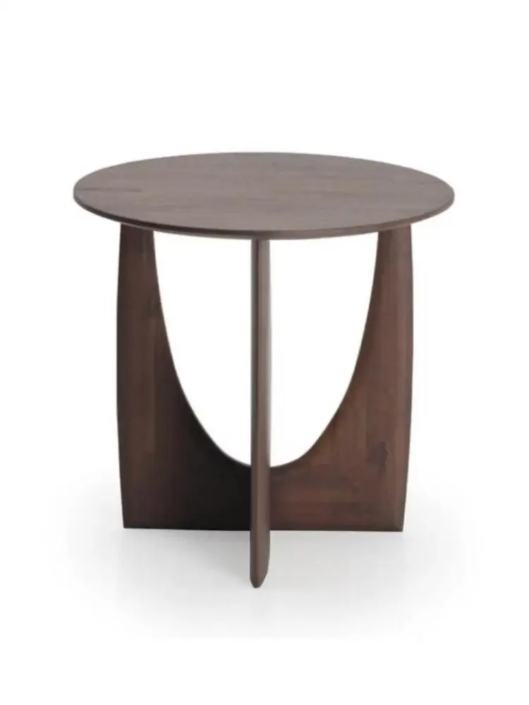 Middle Ages-silent Wind Coffee Table Solid Wood Round Side Table Designer Corner Black Small Round Simple Coffee