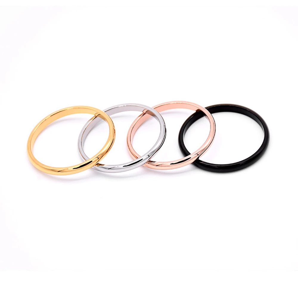 Wedding Rings Wedding Rings for Women Titanium Steel Black Gold-color Korean Kid Jewelry Men Simple Fashion Classic Tail Single Ring Gift 2mm