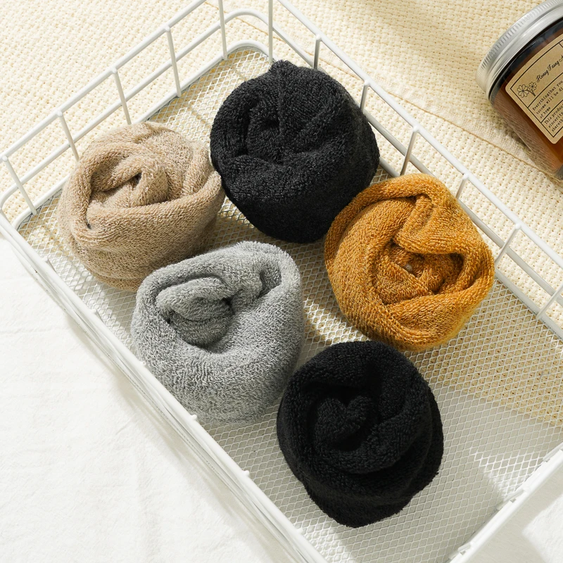 5 Pairs Men's Thickened Warm Mid-tube Socks Women Soft Skin-friendly Casual Socks Solid Color Comfort Sleeping Floor Socks