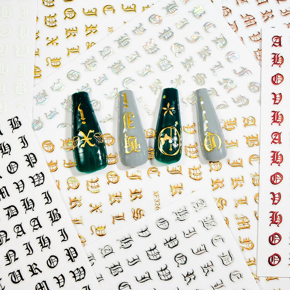 Set bunte 26-Alphabete-Nägel-Aufkleber, DIY-Maniküre, selbstklebender Aufkleber, englischer Buchstabe, Nagelkunst-Dekorationen, Alphabet-Aufkleber – Detail 2