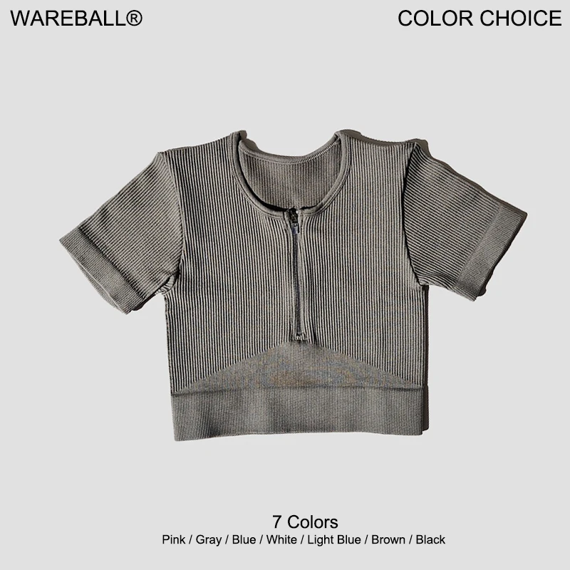 Seamless Yoga Shirts Zipper Short Sleeve Workout Tops Women Fitness Crop Top Workout Tops Gym Clothes Sportswear Running T-shirt