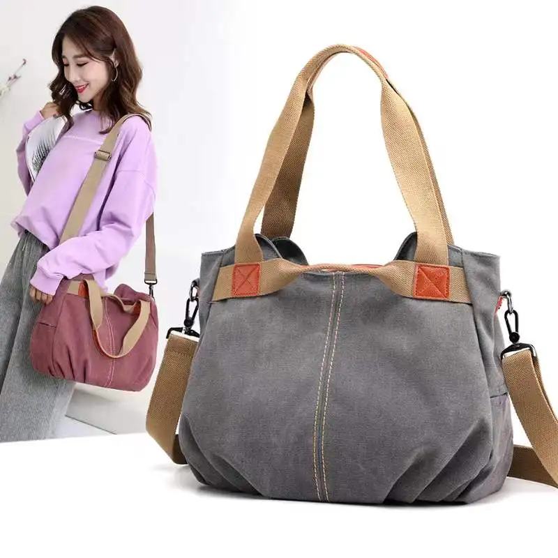 Canvas Bag for Women 2021 Shopper Designer Handbag Casual Messenger Bags Girls Student Bookbag Female Shoulder Totes | Багаж и сумки