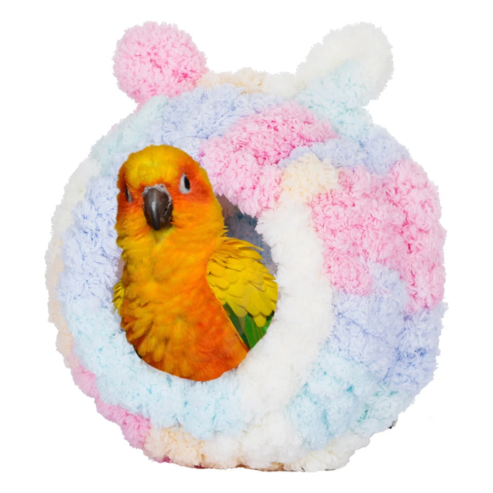 

Warm Bird Nest Winter Small Pets Tent Bed Plush Hideaway Sleeping Shed Hut for Parakeet Hamster Parrot Cage Hanging Cave House