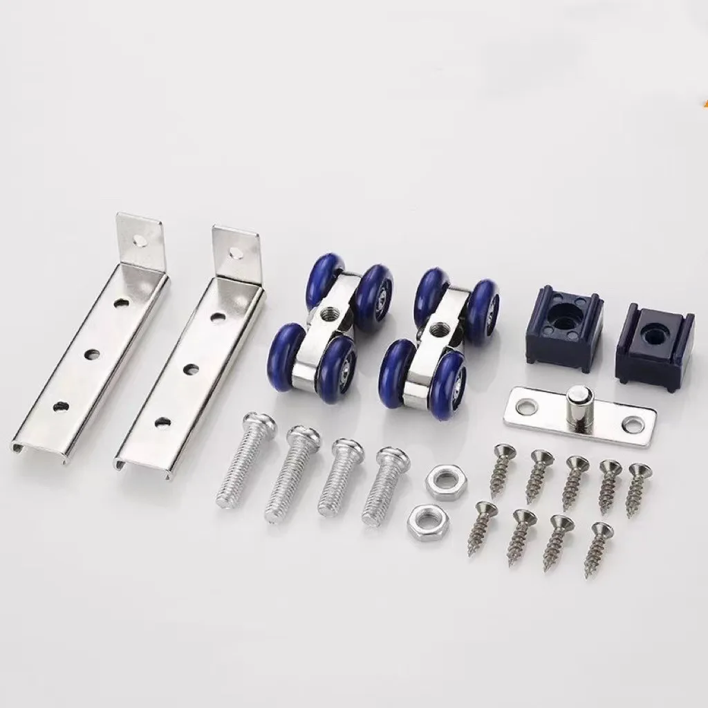 Description Picture 6 of item2pcs/set Sliding Door Roller Hardware Slide Doors Pulley 4 Wheels Home Room Wood Door Hanging Wheels Rail Track Pulley